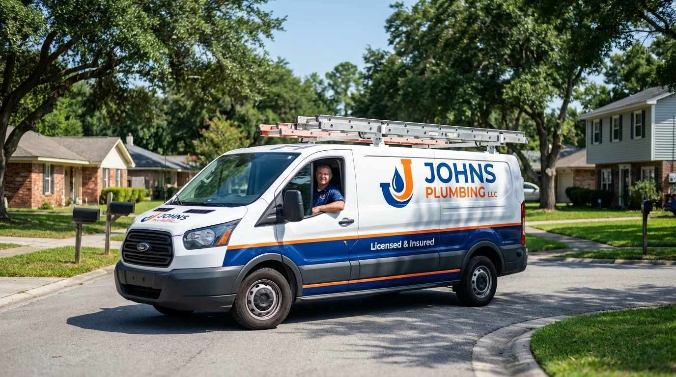 Johns Plumbing LLC service van in Piermont, NY