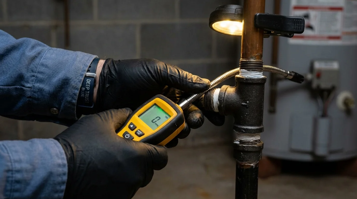 Gas leak detection with electronic sniffer by Johns Plumbing LLC in Piermont